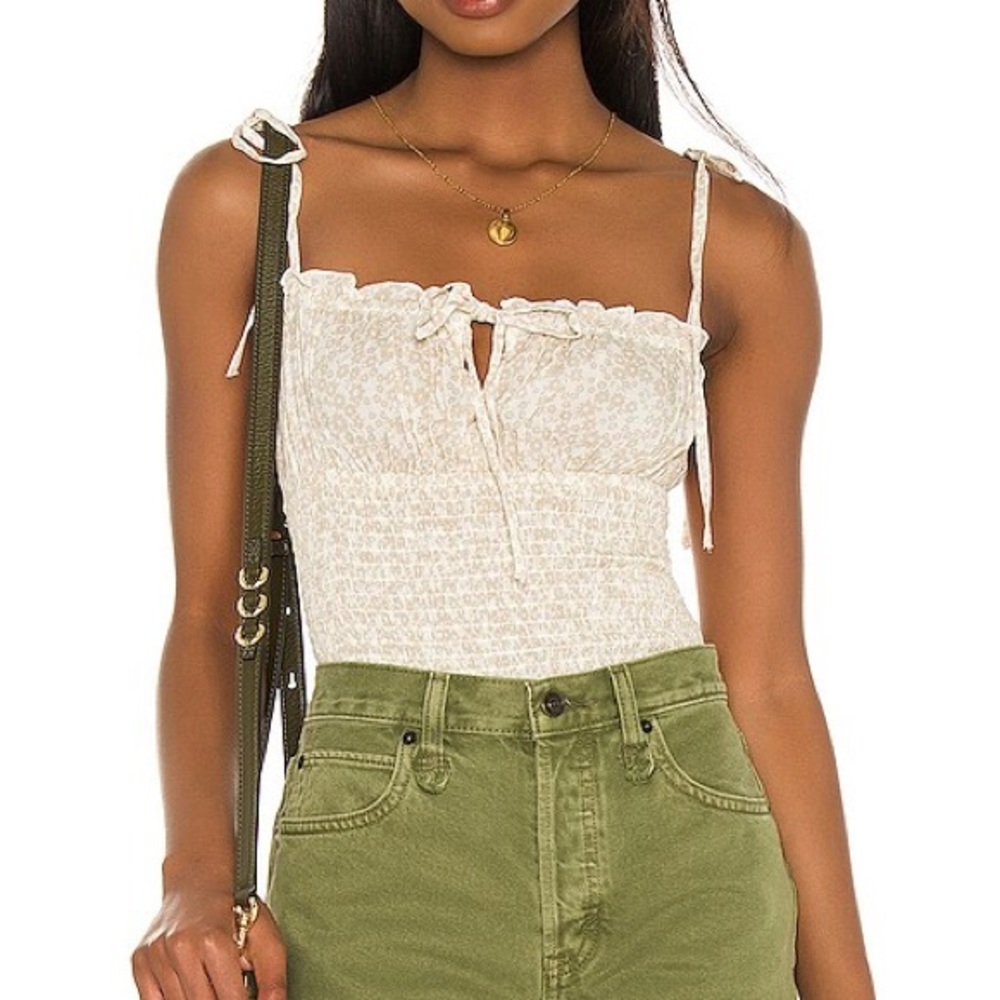 Free People Bardot Bodysuit Ivory Combo Size Small